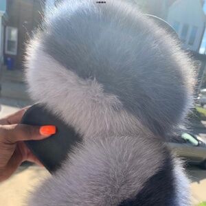 Grey Bonnie Real Fur Custom Slides sizes 8.5,9,9.5 only